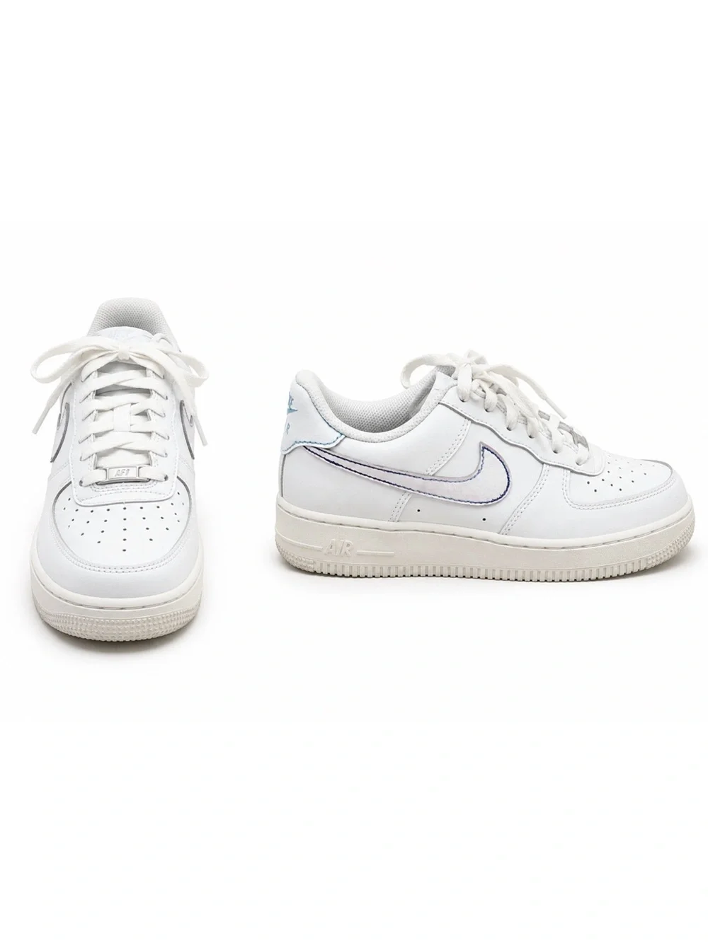 Nike White & Blue Custom Air Force 1 Sneakers Kids Size 4.5Y